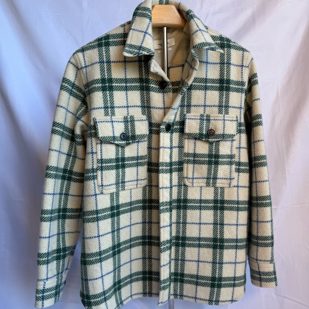 Isabel Marant Cream and Green Étoile Faxon Wool Jacket – 100% Virgin Wool